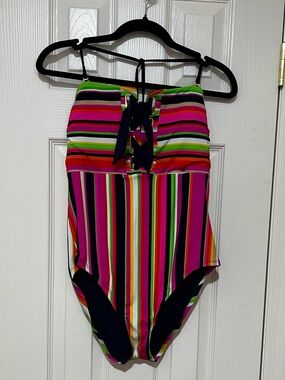 NWT Trina Turk Spa Collection 10 Multi-stripe One-Piece Swimsuit